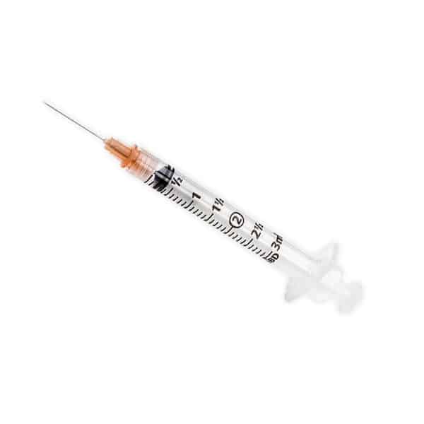 Syringe with Hypodermic Needle - Integra™, 3 mL 25 Gauge 1 Inch, Detachable, Retractable Safety Needle