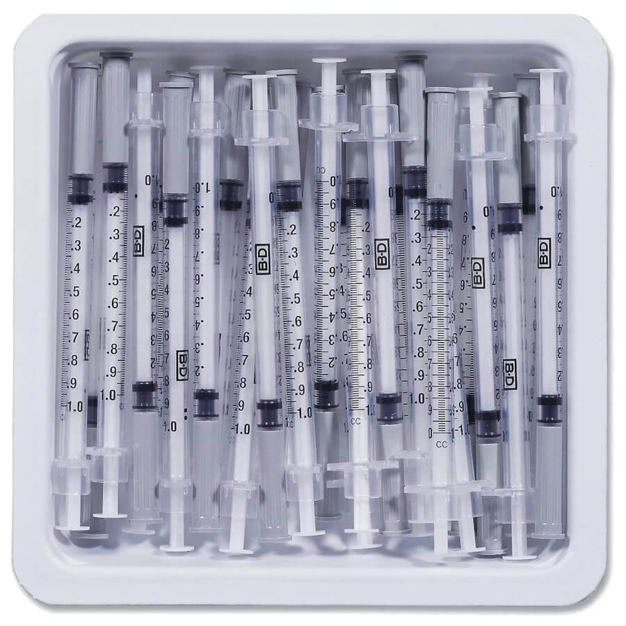 Allergy Tray - PrecisionGlide™ 0.5 mL 27 Gauge 1/2 Inch Attached Needle NonSafety