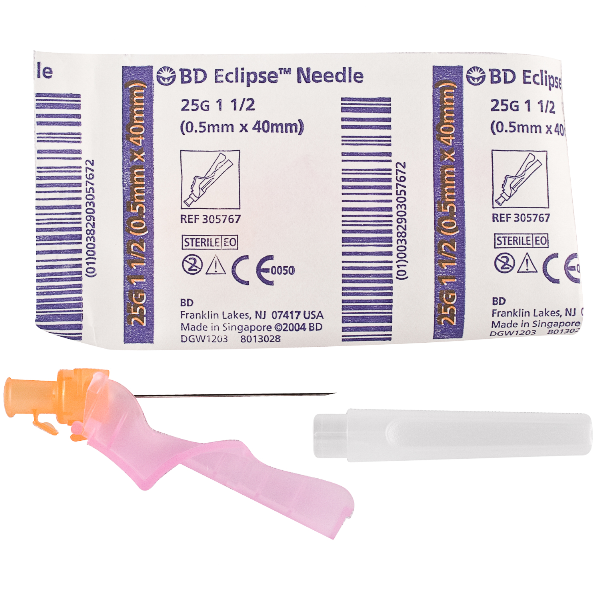 Hypodermic Needle - Eclipse™ Hinged Safety Needle, 25 gauge 1-1/2 Inch Length