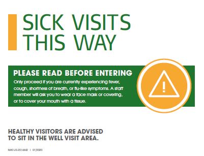 General Clinic Guidebook: Sick Visit Sign 1