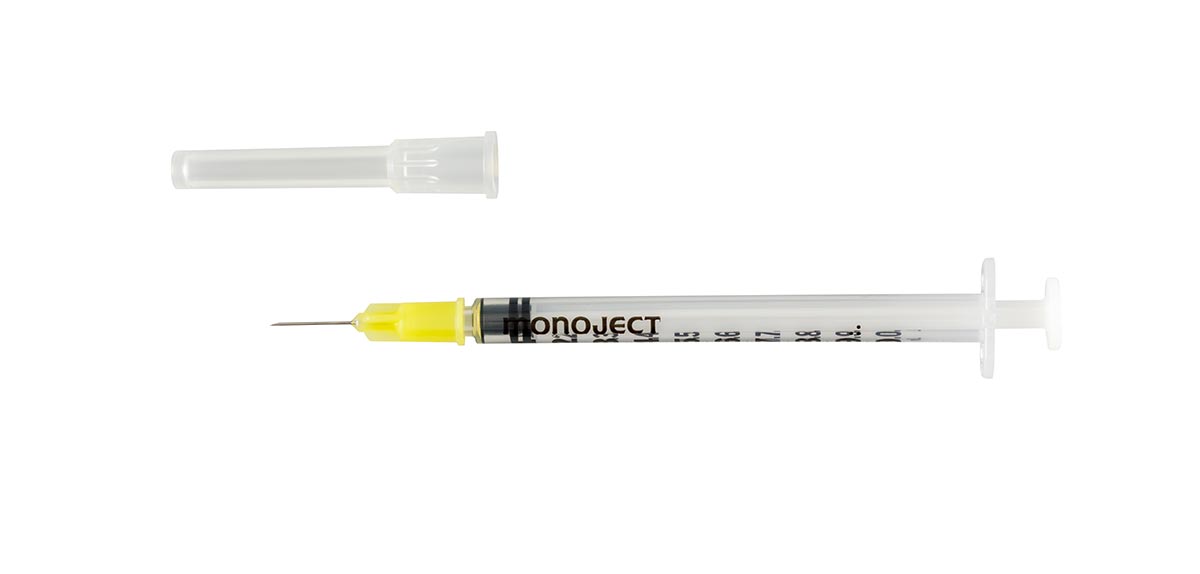 Tuberculin Syringe with Detachable Needle - Monoject™ 1 mL Syringe, 26 Gauge 3/8 Inch Needle, NonSafety